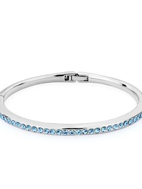 Pugster Silver with Light Blue rhinestones bangle with Tag
